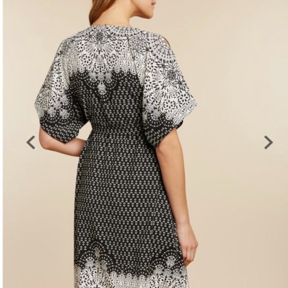 Jessica Simpson | Black White Maternity Wrap Dress with Split Sleeves Size Large - Picture 6 of 7